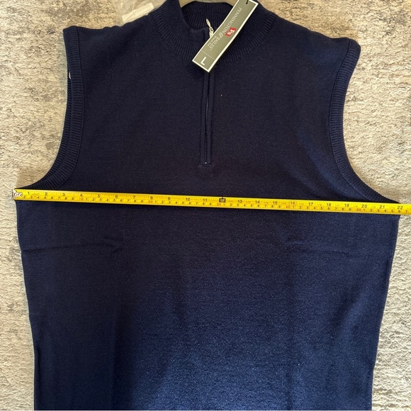 NWT Pennington & Bailes Mock Neck Quarter Zip Sweater Vest - Navy Blue - Large - Picture 2 of 7